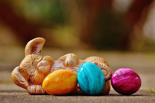 Easter Bunny and Colorful Eggs Background