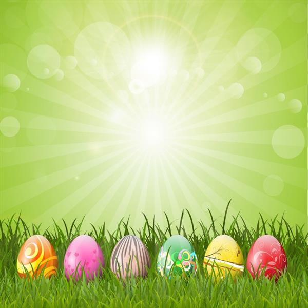 Easter Eggs with Grass Background Free
