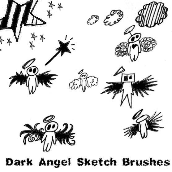 Dark
 Angel Sketch Brushes by circle--of--fire photoshop resource collected by psd-dude.com from deviantart