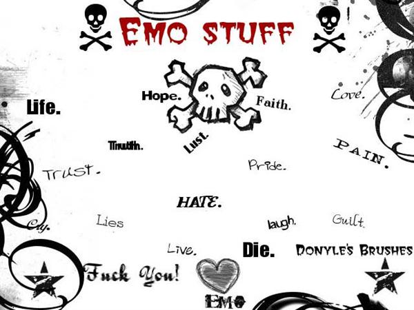 Emo
 Stuff Brushes by Donyle photoshop resource collected by psd-dude.com from deviantart