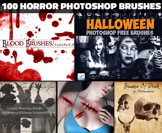 100 Blood skull wound scars and other horror photoshop brushes