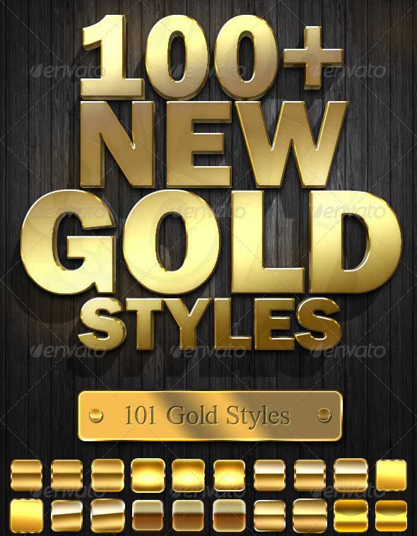 Download +100 Gold Styles for Photoshop