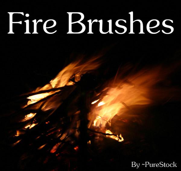 Fire Brushes by PureStock photoshop resource collected by psd-dude.com from deviantart