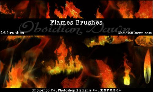 Flames Fire Photoshop Brushes by redheadstock photoshop resource collected by psd-dude.com from deviantart