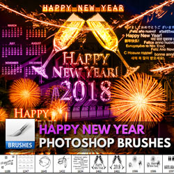 Happy New Year Photoshop Brushes psd-dude.com Resources
