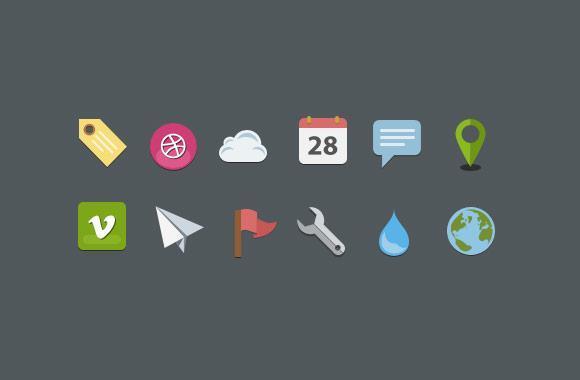Flat Icon Set with Free PSD