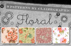 Floral
 patterns by StrangeClaire photoshop resource collected by psd-dude.com from deviantart