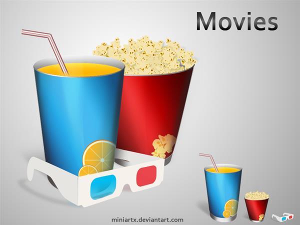 Movies Soda and Popcorn Icons