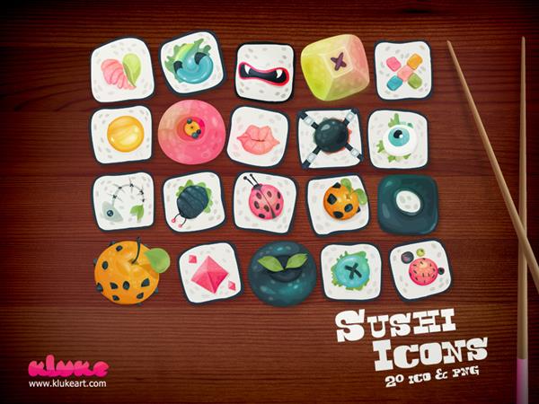 Sushi Icons by Kluke photoshop resource collected by psd-dude.com from deviantart