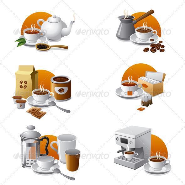 Tea and Coffee Icon Set