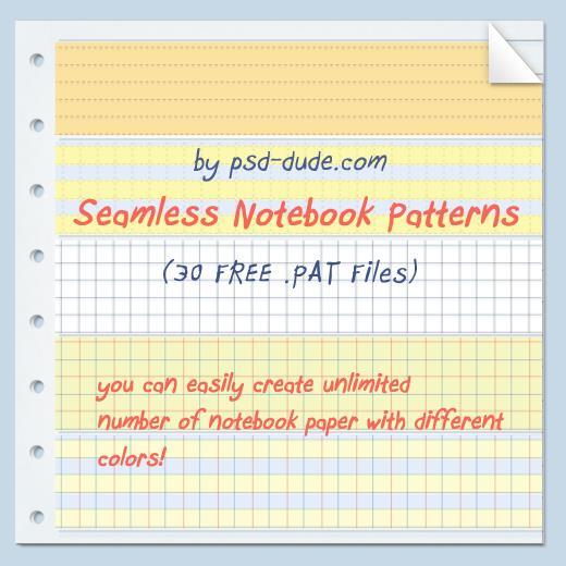 30 Free Notebook photoshop patterns for School Projects