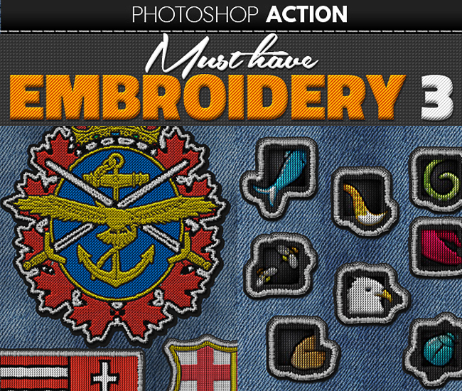 embroidery effect logo photoshop action