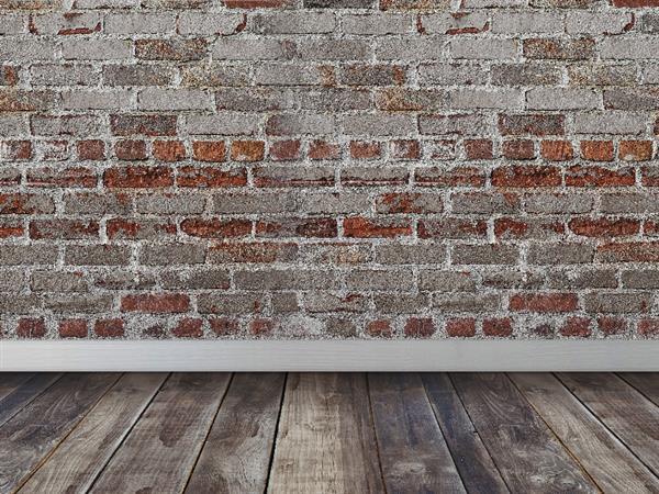 Bricks wall with wood floor room interior Stock Image