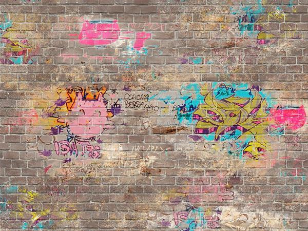 Brick Wall with Graffiti Texture Free Download