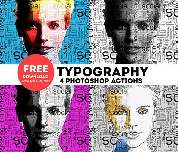 Typography Portrait Photoshop Free Actions