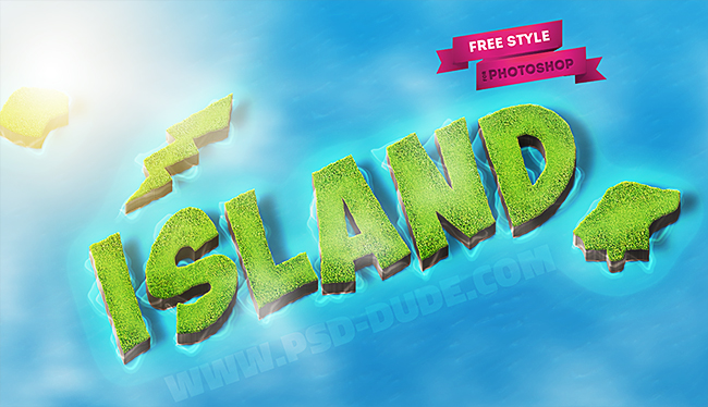rocky green island photoshop free text effect