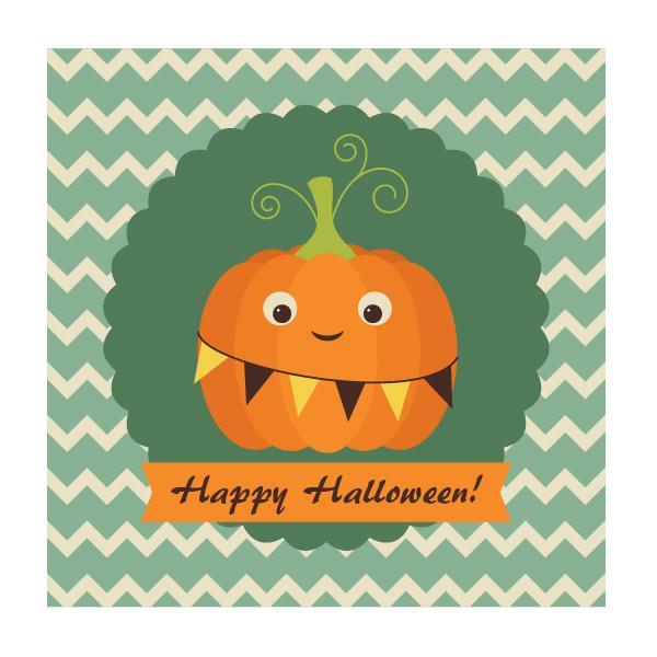 Retro Halloween card with Pumpkin in adobe illustrator