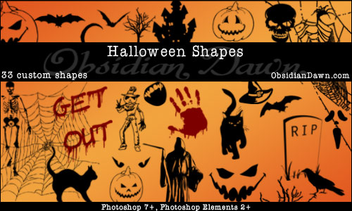 Halloween Custom Shapes by redheadstock photoshop resource collected by psd-dude.com from deviantart