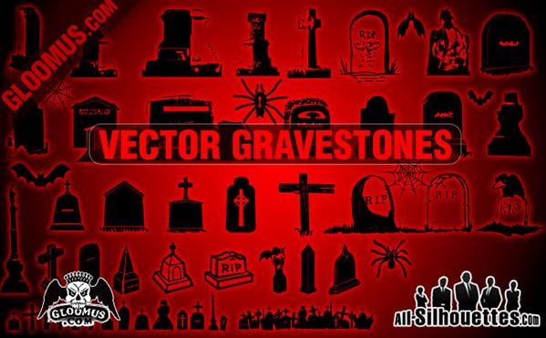 Halloween Vector Gravestones Shapes Photoshop CSH