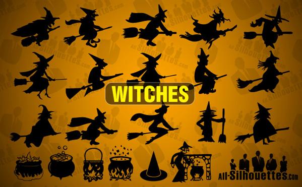 Halloween Vector Witches Shapes for Photoshop