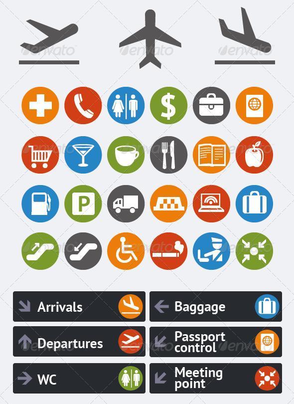 Airport Navigation Vector Icons Premium