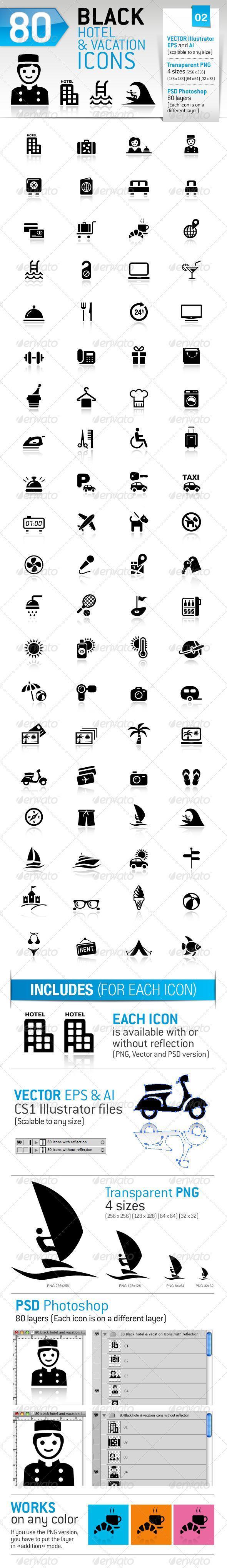 Hotel Trip Vacation Icons PSD Vector Premium