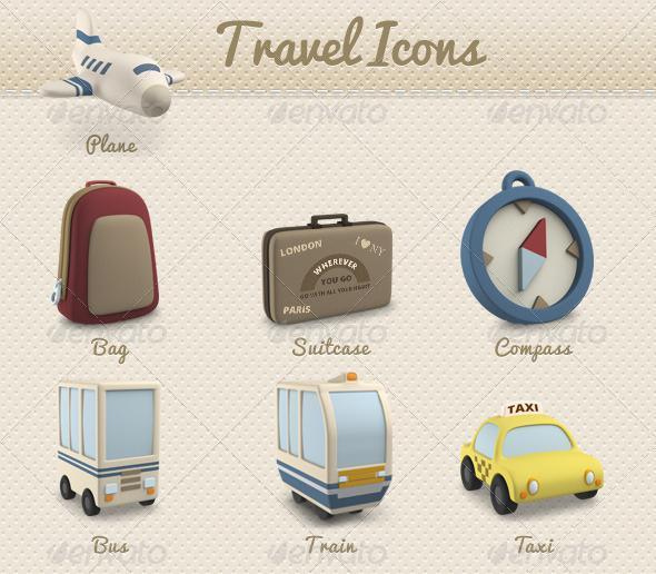 Retro Travel Trip Icons Premium