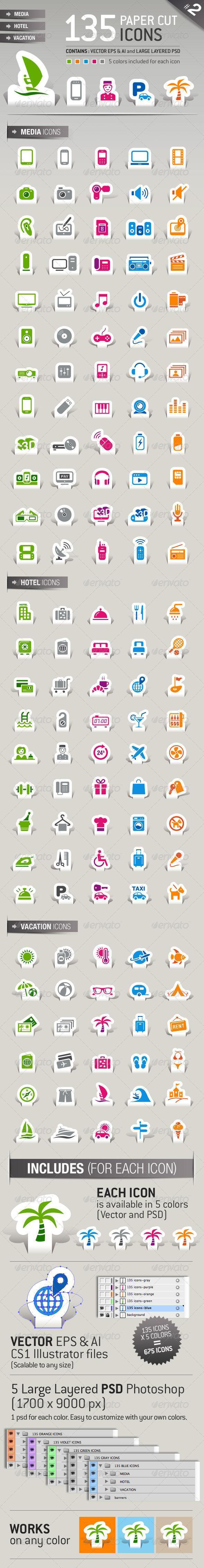 Sticker Travel Icons Vector Premium