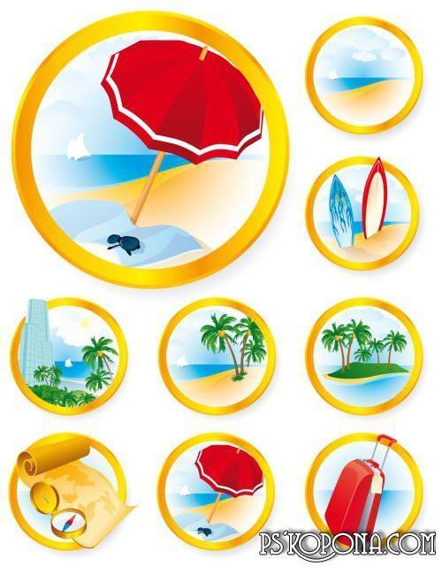 Travel and Holiday Icon Set Vector