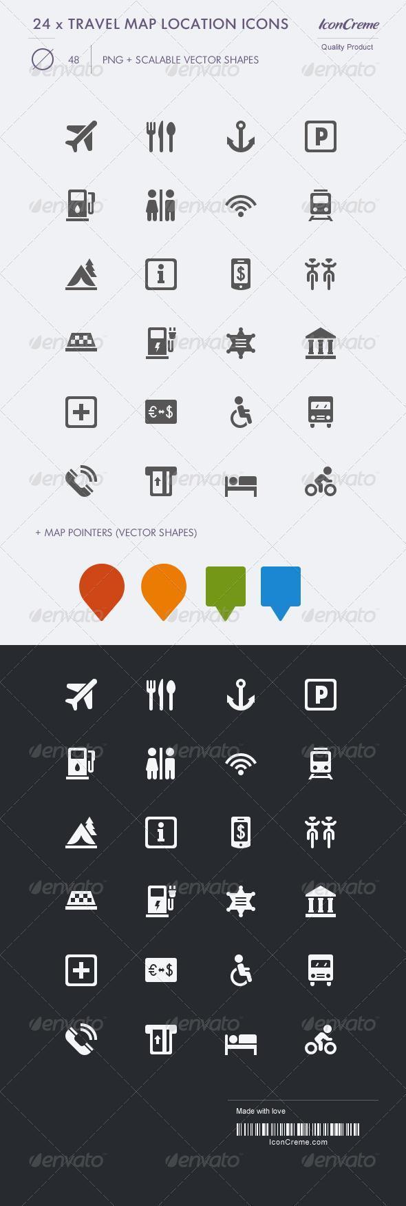 Travel Map Pin Icons Premium