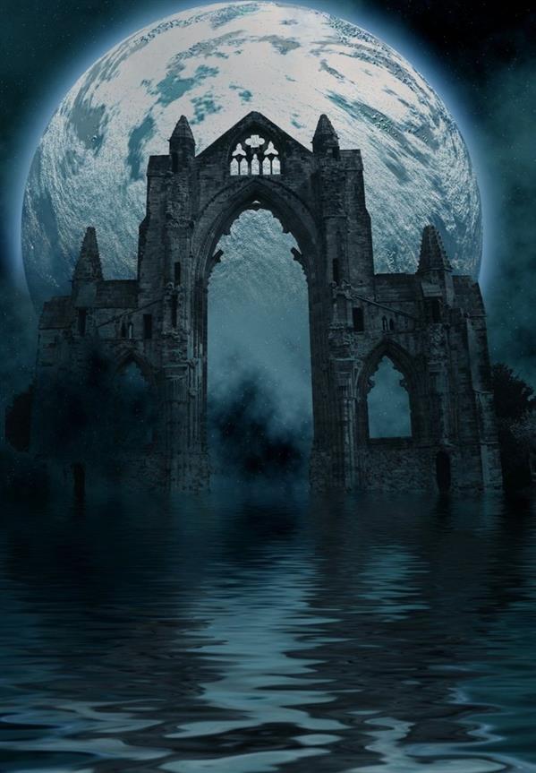 Premade Background Night Castle