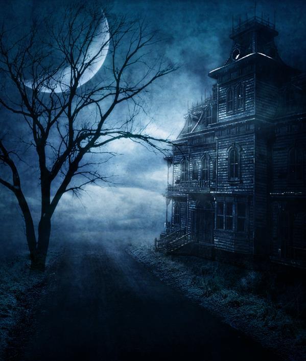 Premade Spooky Abandoned House Stock Image