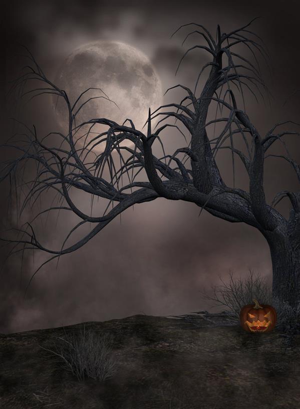 Spooky Halloween Premade Stock Scene