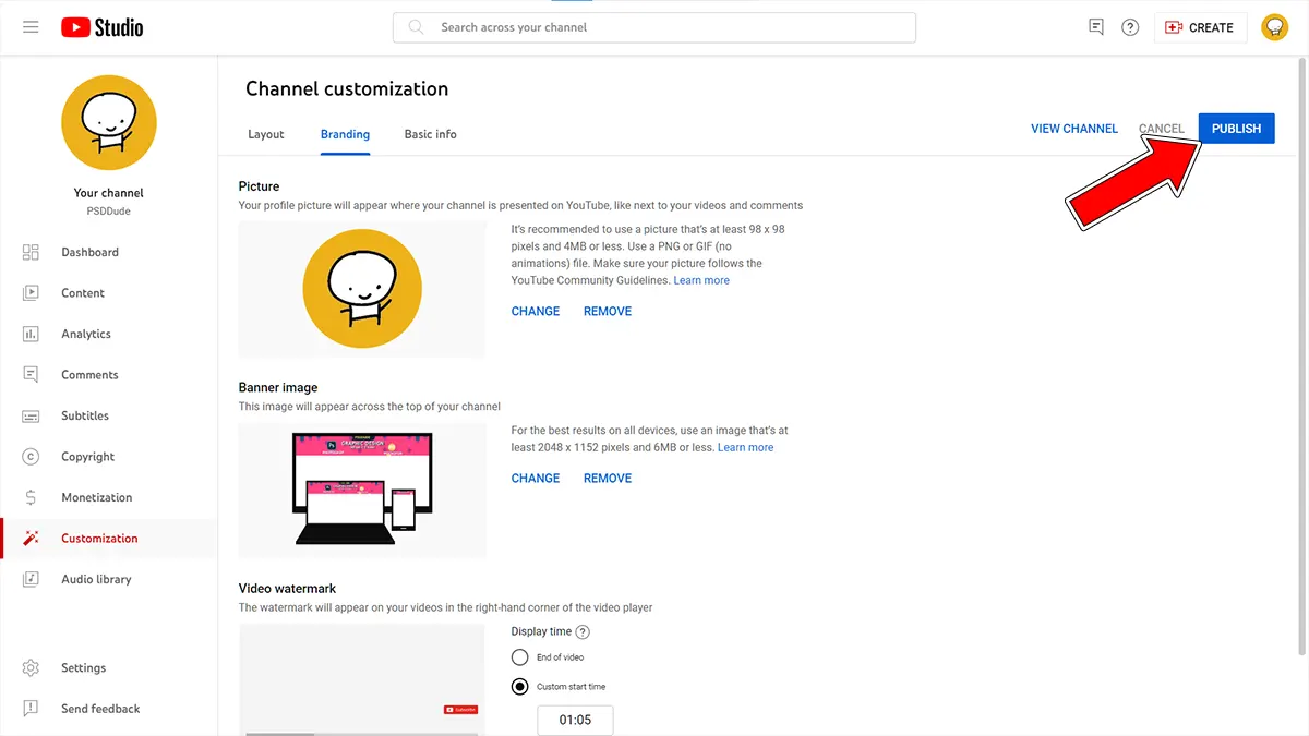 YouTube Publish Banner Changes