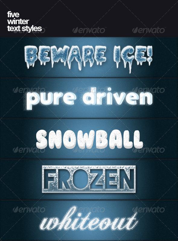Five Winter Photoshop Text Styles