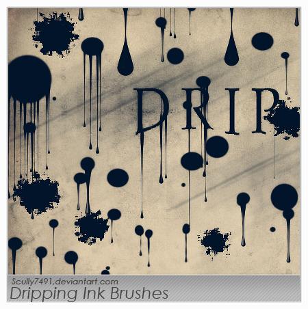 Dripping Ink Brushes by Scully7491 photoshop resource collected by psd-dude.com from deviantart