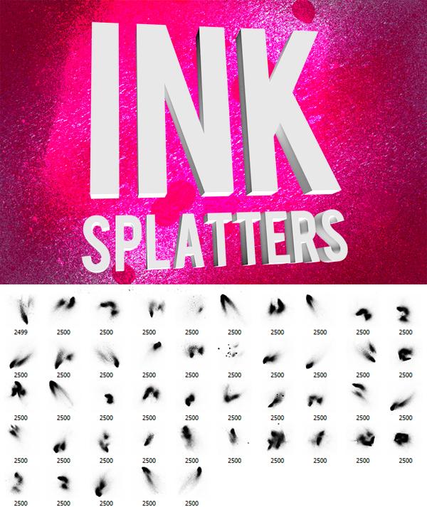 Grungy Ink Splatter Sprays by dennytang photoshop resource collected by psd-dude.com from deviantart