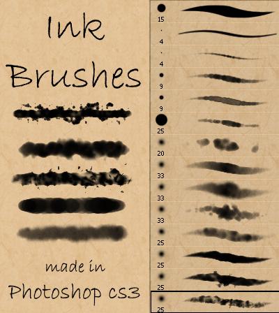 Ink and Watercolor Brushes by Stockry photoshop resource collected by psd-dude.com from deviantart