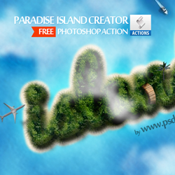 Paradise <span class='searchHighlight'>Island</span> with Sandy Beach Photoshop Creator psd-dude.com Resources