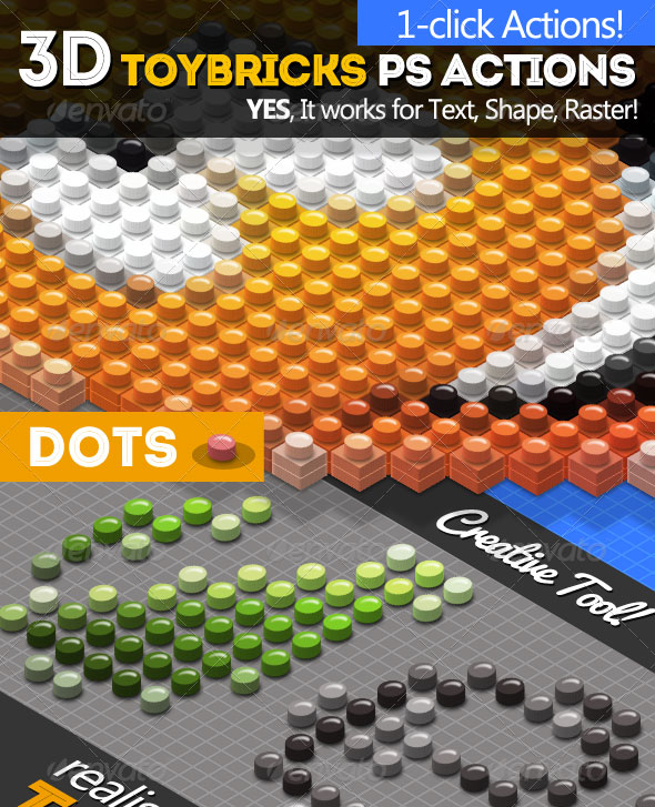 3D Isometric Toy Bricks Photoshop Actions