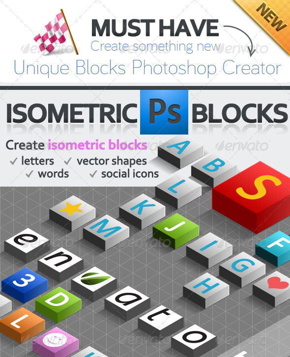 3D Isometric Scrabble Photoshop Creator