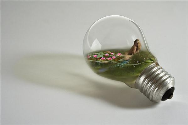 Mermaid in Light Bulb Photoshop Manipulation