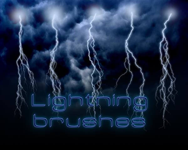 Lightning brushes Hi Res by Bull53Y3 photoshop resource collected by psd-dude.com from deviantart