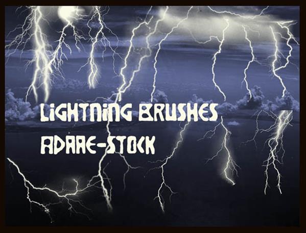 Lightning brushes by Adaae-stock photoshop resource collected by psd-dude.com from deviantart