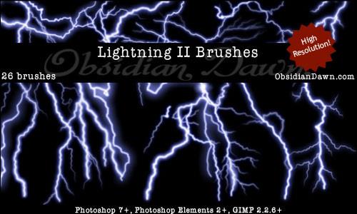 Lightning II Brushes by redheadstock photoshop resource collected by psd-dude.com from deviantart