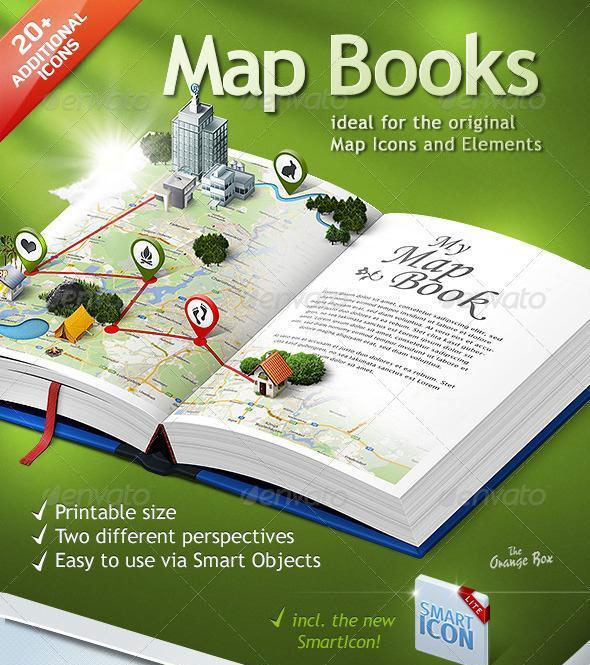 3D Map Photoshop Book Template