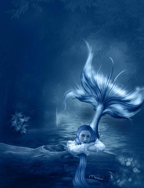 Underwater Blue Mermaid Photo Manipulation