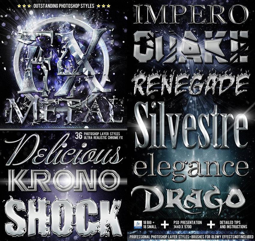 Metal Chrome Styles for Photoshop - Free