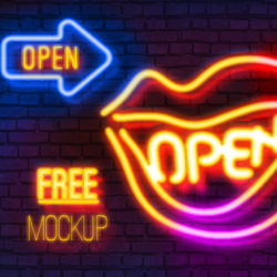 Neon Style Photoshop Free Mock-up psd-dude.com Resources