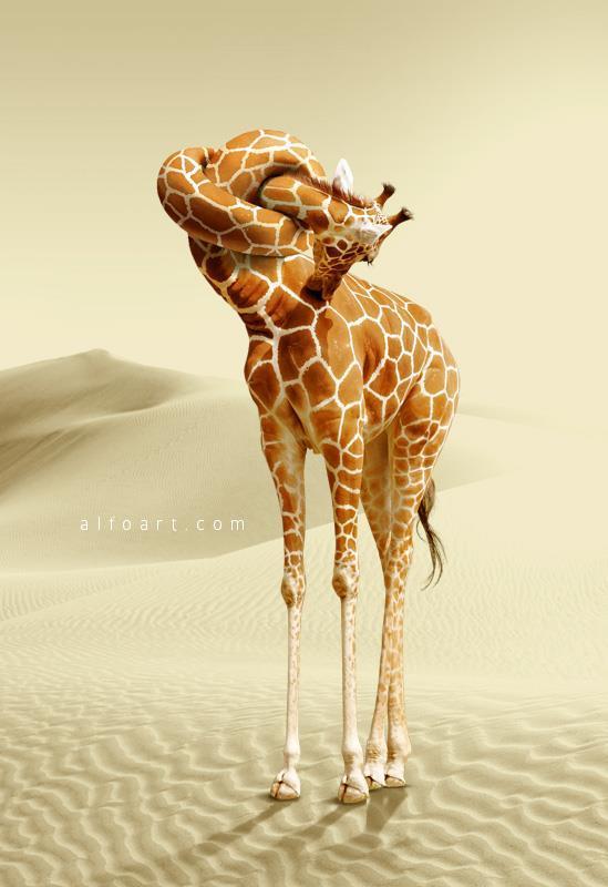 Giraffe neck knot Photoshop manipulation tutorial